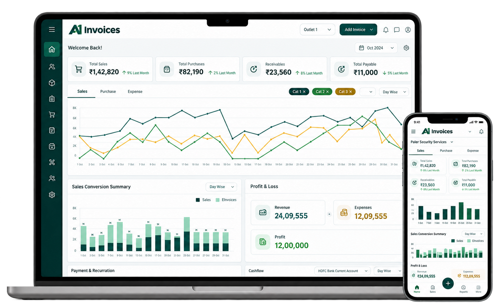A1 Invoices dashboard preview